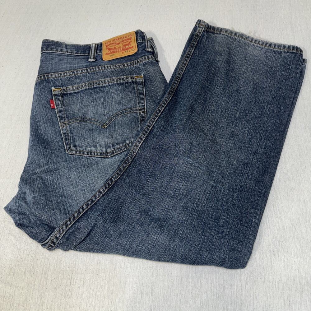Levi's 569 Loose Straight Jean's Men's 38x30 Pants Blue Denim Baggy